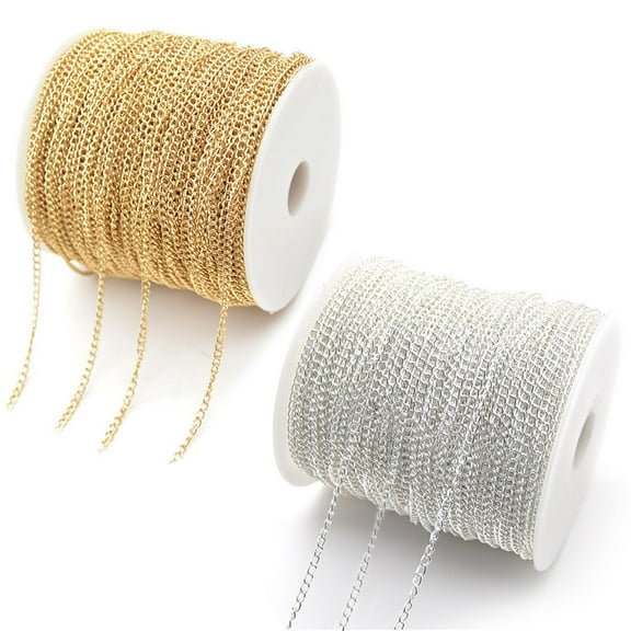 Silver Gold Chain for Jewelry Making 66 Feet Necklace Bracelet Jewellery Making Chains Kit 3mm