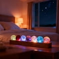 thumbnail image 6 of Glowing Sky Glass Sphere Decor, 7 Colors 40mm Ice Cracked Balls Crystal Balls with LED Wooden Base Decorative, for Home,Meditation, Energy Balancing & Light Decor (Round Bases), 6 of 6