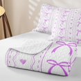 thumbnail image 4 of Erosebridal Cute Bowknot Bed Spread Queen for Boys Girls, White Purple Love Heart Queen Coverlet Set, 3-Piece, 4 of 7