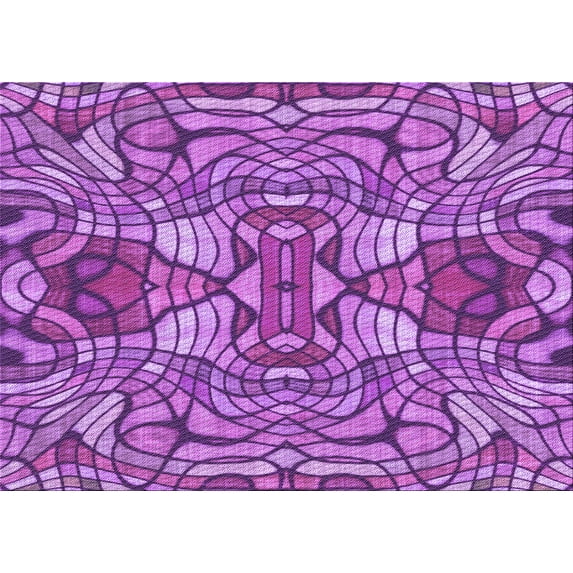 Ahgly Company Machine Washable Indoor Rectangle Transitional Heliotrope Purple Area Rugs, 4' x 6'