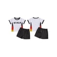 thumbnail image 2 of BemeyourBBs Toddler Baby Boy Game Day Football Outfit Infant Baby Boys Summer Clothes 6 12 18 24 Months 2 3 4 Years Short Sleeve Soccer Letters Print T Shirt Tops with Shorts 2Pcs Set, 2 of 9