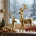 thumbnail image 5 of SDJMA Reindeer Statues Resin Deer Sculpture - Gold Finish European-Style Modern Decorations,Christmas Tabletop Ornaments for Mantel Fireplace Living Room Bedroom Home Decor,Set of 2, 5 of 9