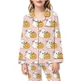 thumbnail image 4 of RUTAYY Girls Pajama Set Cute Ghost Pumpkin Halloween Graphic 2 Piece Sleep Set Long Sleeve Notch Neck Kids Cozy Indoor Outfit Pink, 4 of 5