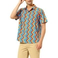 thumbnail image 4 of MODA NOVA Big & Tall Men's Summer Irregular Print Geometric Button Down Shirt Blue Orange M, 4 of 6