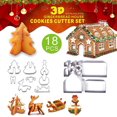 thumbnail image 1 of Juego de cortadores de galletas de casa de jengibre, kit para hornear tu propia casita navideña pequeña, casa de chocolate, empaquetado en caja de regalo, 1 of 7