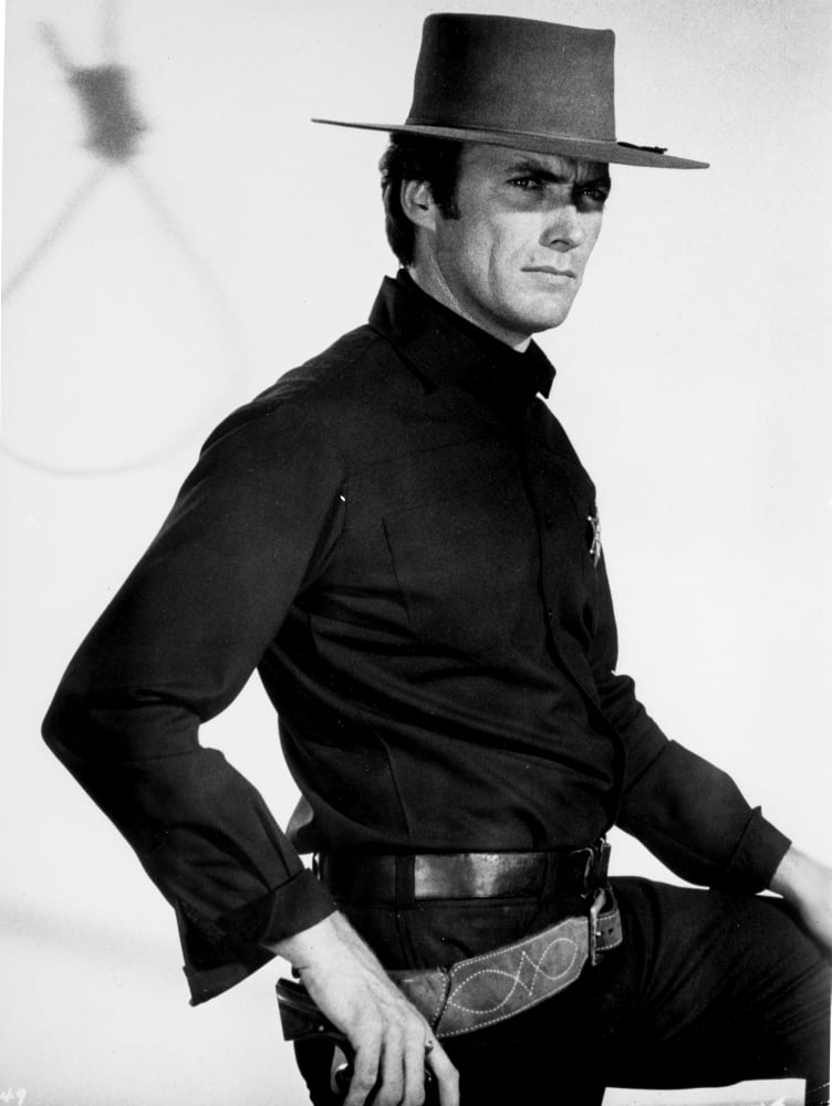 Clint Eastwood Posed in Black Long 