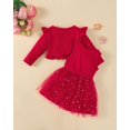 thumbnail image 3 of Vestido Renotemy para niñas, tutú de lentejuelas rojas con cárdigan, 3 of 6