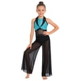 thumbnail image 6 of Aislor Girls Gymnastics Jumpsuit Dance Competition Outfit for Figure Skating Cha-cha Sporty Wear Jazz Clothing Light Blue 10, 6 of 7