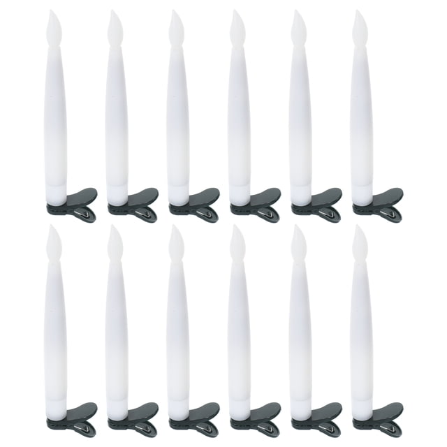 Juego de 12 velas navideñas con luces LED blancas cálidas, velas con clip para decorar celebraciones navideñas.