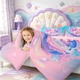 thumbnail image 4 of Manfei Underwater Axolotl 7pcs Queen Bedding,Aquatic Amphibian Print Bedding Comforter Set Queen,Pink Reversible, 4 of 7