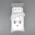 thumbnail image 1 of Ambesonne Music Bedding Set 3 Pcs, Lady Listening to Music, Twin, Black White, 1 of 3
