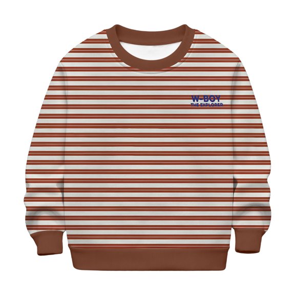 WhouRiu Boys Casual Striped Graphic Sweatshirts Kids Fall Crew Neck Pullover Everyday Wear