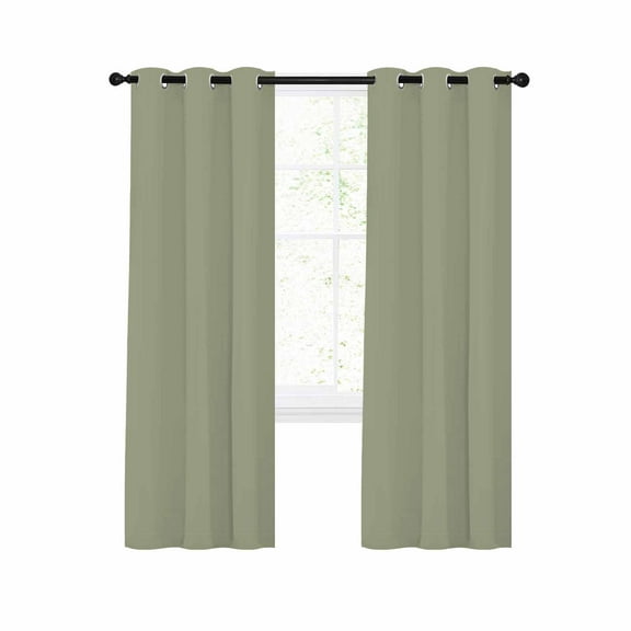 Sage Green Blackout Curtains 45 Inches Long for Bedroom, Farmhouse Sage Green Decor Thermal Insulated Room Darkening Black Out Window Curtain Panels Grommet Drapes for Living Room