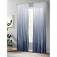 thumbnail image 4 of Sheer Curtains 96 inches Long, Navy Blue Wave Lines Gradient Minimalist Abstract Texture Light Filtering Sheer Window Curtains Rod Pocket Voile Drapes for Bedroom Living Room, 52"W x 96"L 2 Panels, 4 of 7