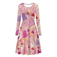 thumbnail image 4 of Renewold Women Long Sleeve Dresses for Special Occasions Casual Hearts Basic Skater Dress Size 4XL Daily Life Birthday Party Formal Pleat Dress, Valentine's Day, 4 of 7