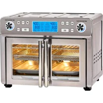 Emeril Lagasse Dual Zone 360 Air Fryer Oven Combo with French Door, 25 QT Extra Large Cook Two Foods in Different Ways, Up to 60% Faster from Frozen to Finish