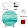 thumbnail image 4 of Daiia Teal Turquoise Printed Pattern Ceramic Plate Dinner Plates Bone China Decorative Plates with Display Stand Art Ceramic Ornaments for Wall Hanging Decoration-7in, 4 of 6