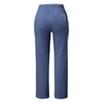 thumbnail image 4 of Women Solid Straight Solid Elastic Pants Long Drawstring Linen Women Waist Cotton Casual Pants, 4 of 4