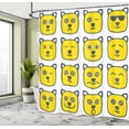 thumbnail image 4 of Emoji Shower Curtain, Cat Dog like Animal Smiley Face with Expressions Angry Happy Sad Fancy Moods Art, Fabric Bathroom Set with Hooks, 69W X 70L Inches, Yellow and Grey, by Ambesonne, 4 of 5