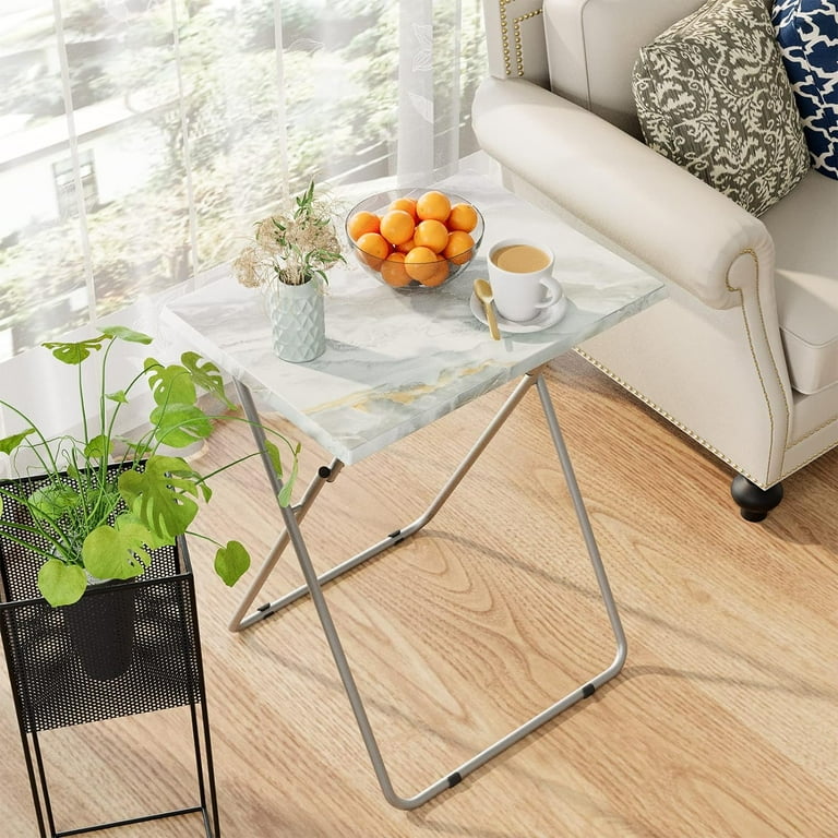 Portable Folding TV Tray Dinner Snack Trays Table Portable Foldable Table Small Sofa Bedside Tables with Light Weight 15 x 18.9 x 26 in Smoky