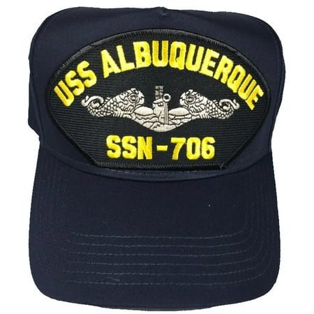 USS ALBUQUERQUE SSN-706 SHIP HAT SILVER DOLPHINS - NAVY BLUE - Veteran Owned Business