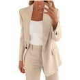 thumbnail image 6 of Xuniizn Women's Business Suits, Open Button Long Sleeve Collared Neck Slim Work Office Blazer Jackets and Tapered Formal Pants, Soft Comfy Trendy Elegant Casual Suits, 6 of 8