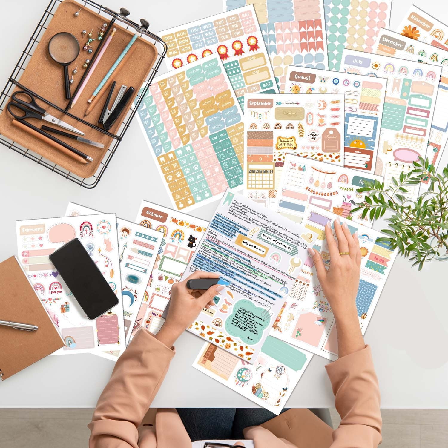 Iuhan 3Pcs Planner Stickers, Must-Have Organizer Stickers for Planning, Reliable Schedule Stickers, Colorful Task and Appointment Stickers for Journal, Diary, Calendar