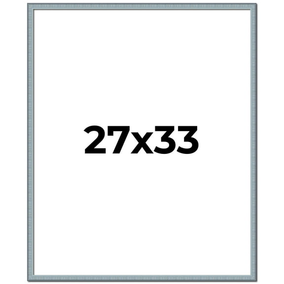 27x33 Frame Blue Scuffed Farm Board Solid Wood Picture Frame Width 0.75 Inches | Interior Depth 0.5