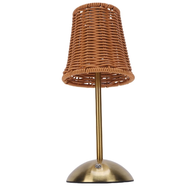 Lámpara De Mesa De Ratán, Luz De Lectura Recargable De LED De Ratán Vintage, 3 Temperaturas De Color Lámpara De Noche Vacilable, Luz Nocturna De Mimbre Para Dormitorio
