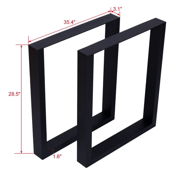 Table Legs 28" Metal, Heavy Duty Steel Desk Legs (Set of 2) - Square Frame for Dining, Coffee, End Tables