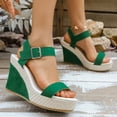 thumbnail image 6 of Samdudou Espadrille Wedge Sandals for Women Open Toe Ankle Strap with Buckle Suede Straps Jute Wrapped Summer Dressy Casual Everyday Footwear Ladies Travel Resort, 6 of 9