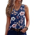 thumbnail image 2 of Women's Tank Tops V Neck Sleeveless Botanical Floral Print Loose Fit Casual Basic Summer Blouse Multicolor S, 2 of 5