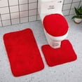 thumbnail image 3 of 3pc Bathroom Set Rug Mat Toilet Lid Cover Plain Solid Color Bathmats, 3 of 5