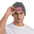 thumbnail image 4 of ZICANCN Abstract Flower Design Knit Bonnet Hat, Bonnet d'Hiver Doux Chaud Classique pour Hommes Femmes, Gris Foncé, 4 of 6