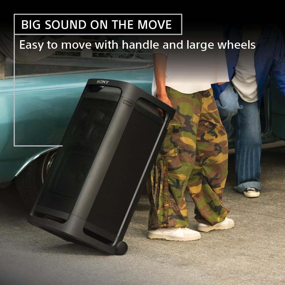 Sony SRSULT900 ULT Tower 9 Bluetooth Karaoke Party Speaker with Carrying Handle and Wheels Bundle with Sony ULT POWER SOUND series ULT MIC Wireless Microphone (2 Mics, 1 Receiver)