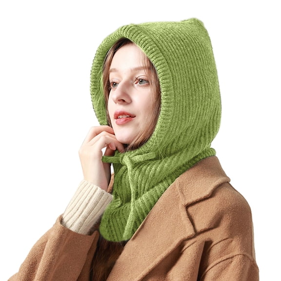 LIZUOJUN Under $4 Beanie Integrated Neck Warmer Knitted Hat For Women Windproof Thermal Balaclava Hat All In One Head Neck Protection Outdoor Ski Cycling Headwear JN