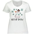thumbnail image 3 of Inktastic Let It Snow Cute Snowman in Hat and Scarf Women's Plus Size T-Shirt, 3 of 5
