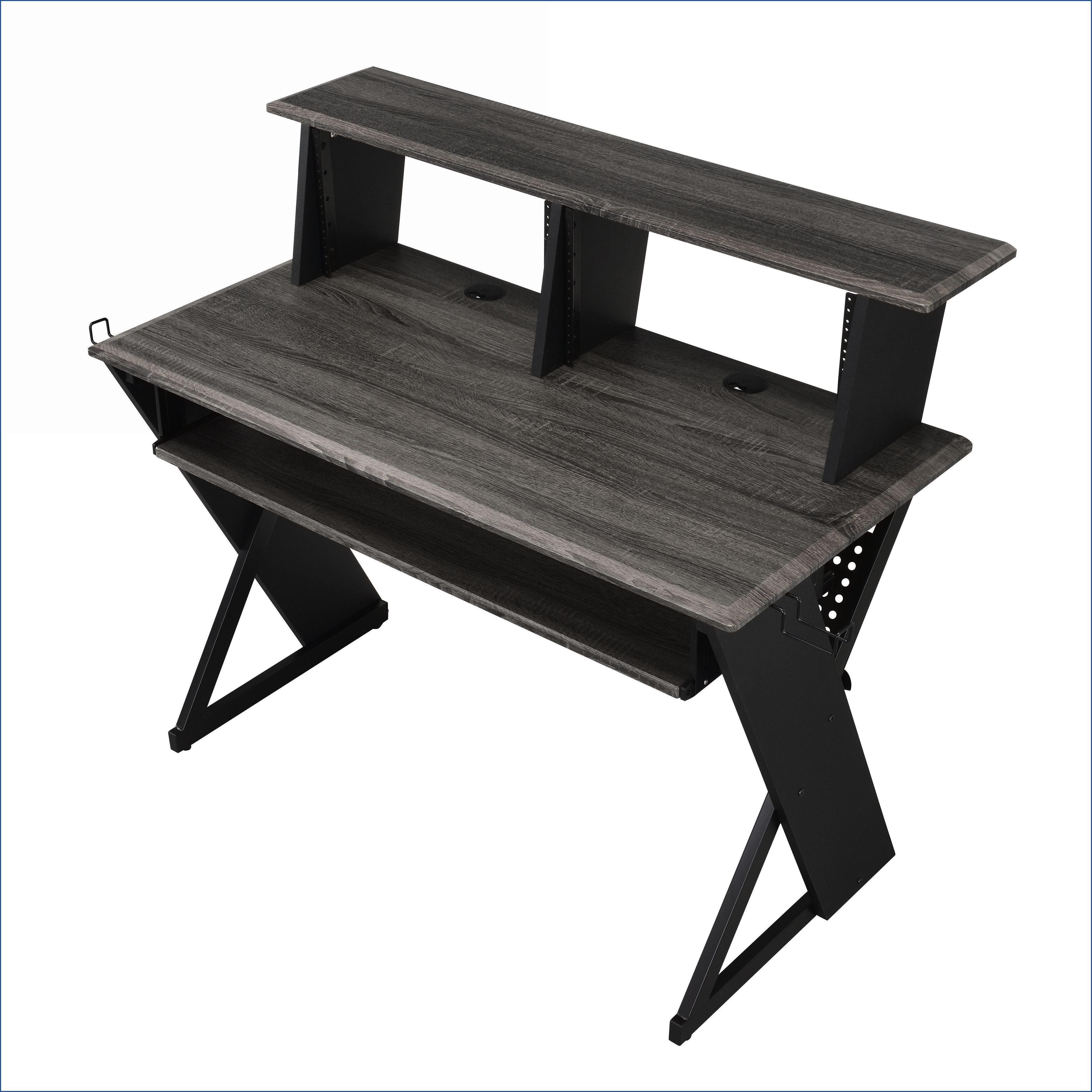 Desks for Music with Keyboard Tray, Earphone Rack & Cord Management | Black | Metal & Wood