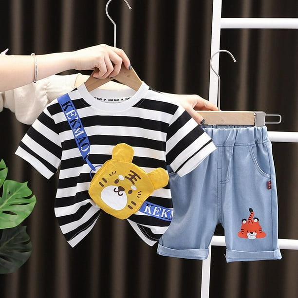 Ropa de verano para bebe traje de Mickey Mouse para ninos camiseta de dibujos animados para ninos y ninas pantalones cortos 2 unidades conjunto chandales informales para ninos pequenos 2T Gao Jinjia L...