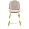 thumbnail image 4 of Modway Scoop 25.5" Stainless Steel Performance Velvet Counter Stool in Pink/Gold, 4 of 6