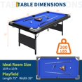 thumbnail image 3 of BeesClover 6Ft/7Ft Portable Pool Table, Adults Folding Billiards Tables, Outdoor Pool Table for Family Game Room, Adult Rrec Room, Basements, Man Cave or Garage, 3 of 7