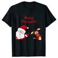 thumbnail image 4 of Camiseta de Feliz Navidad para mujer, Tops con estampado de renos de Papá Noel, ropa informal estilo Hip Hop, pantalón corto informal, camiseta de manga, ropa femenina, 4 of 5