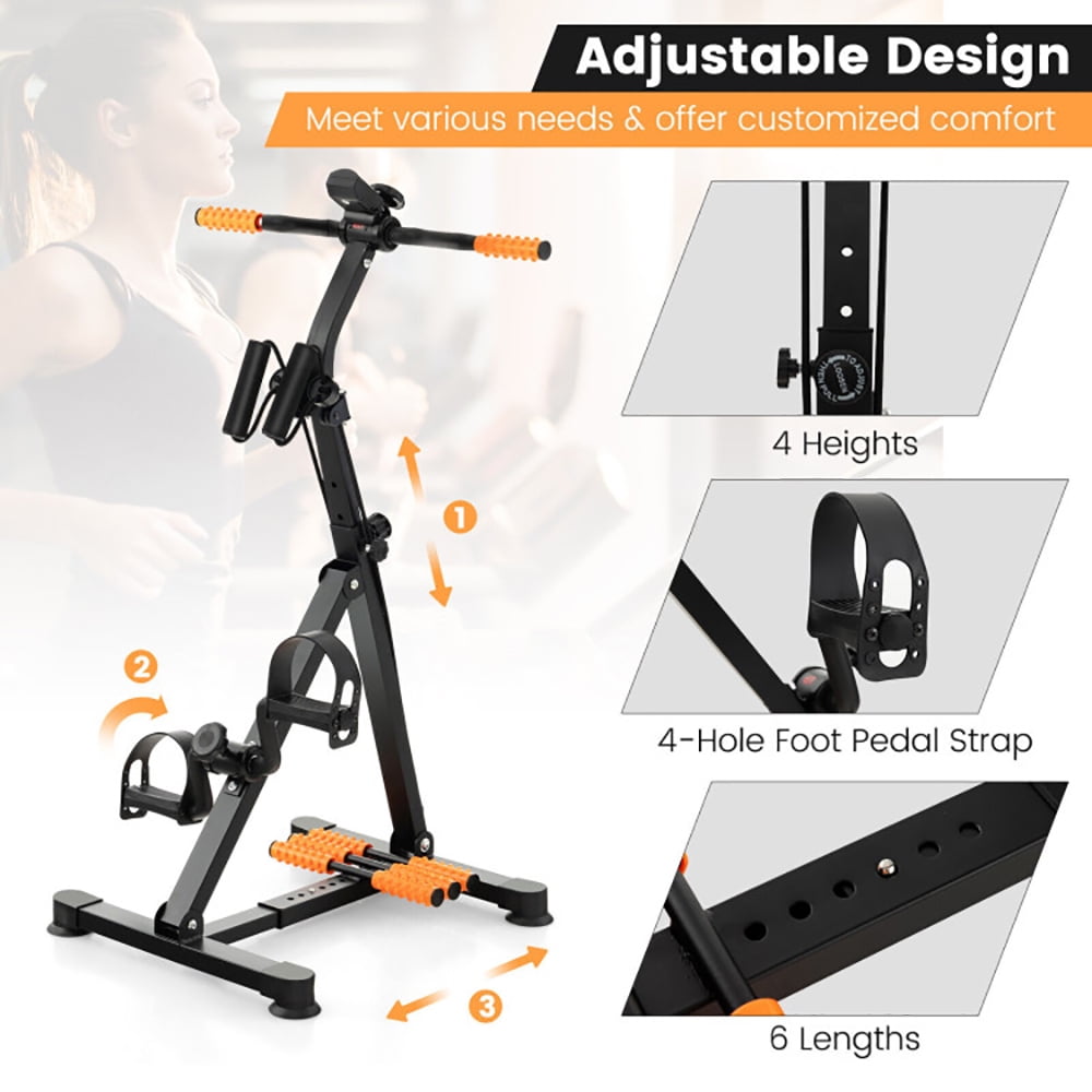 Topcobe Adjustable LCD Pedal Exercise Bike with Massage, Mini Exercise Bike for Arms and Legs Workout, Yellow
