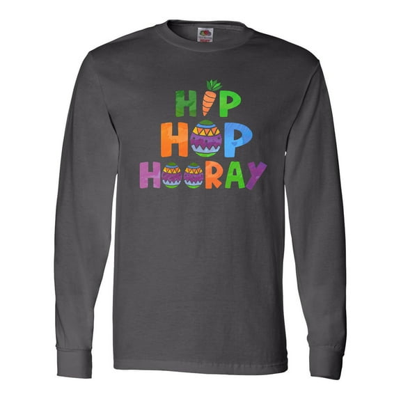 Inktastic Easter Hip Hop Hooray with Eggs and Carrot Long Sleeve T-Shirt