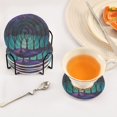 thumbnail image 3 of Yayeee 6 PCS Drink Coasters with Holder Set Woven Absorbent Round Tabletop Hot Pad, Purple Moonlight Forest, 3 of 7