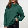 thumbnail image 2 of HNMKIU Women's Solid Cross Wrap Neck Sweatshirt Long Sleeve Oversized Relaxed Pullover Basic Casual Loungewear Tops for Fall Winter Daily Wear Dark Green,L, 2 of 4