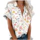 thumbnail image 2 of Fiudx Tops para Mujer Blusas de Manga Corta Estampadas Informales Regulares para Mujertop, 2 of 4