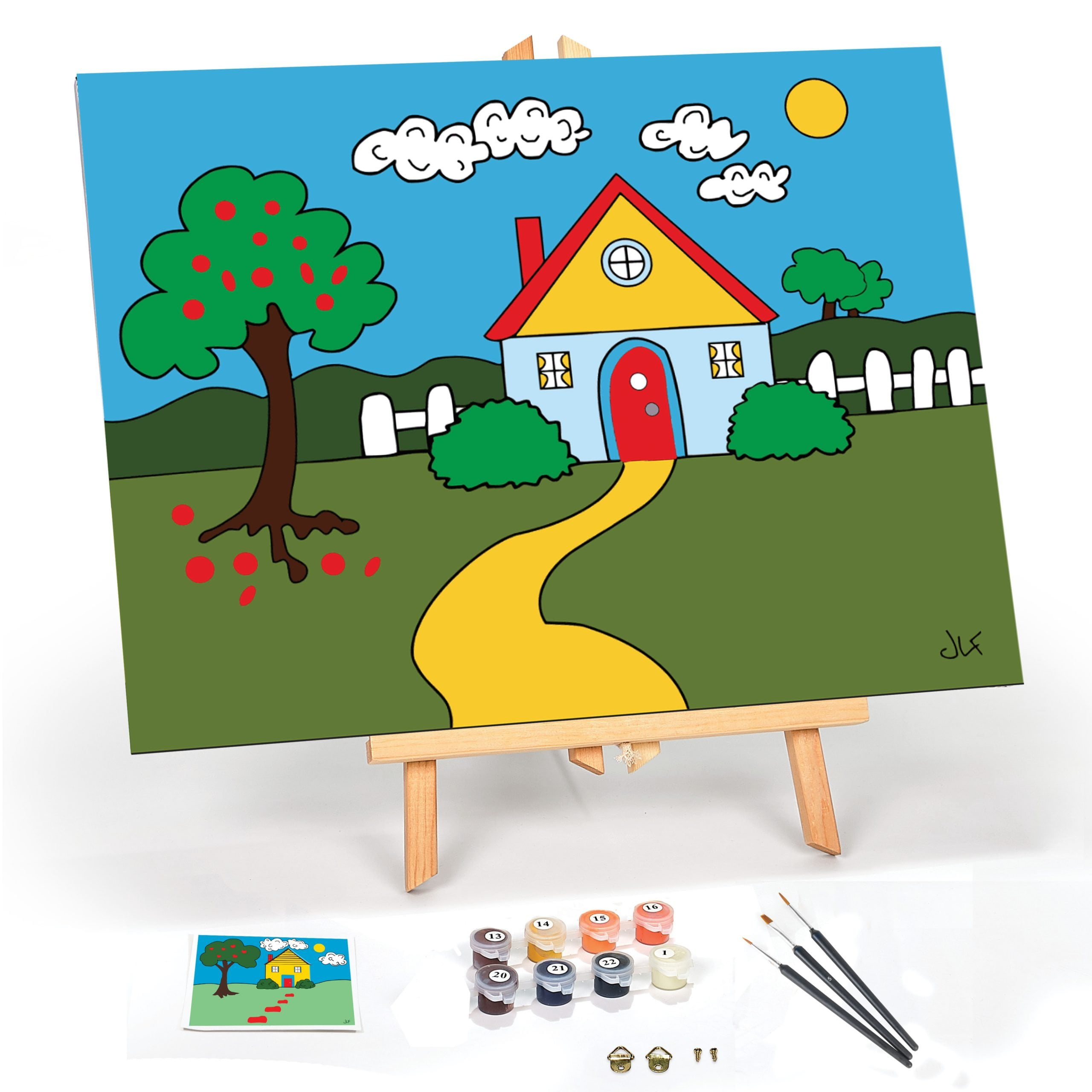 Ledgebay Beginners Paint by Number Kit PBN Art Set with Wood Handle Paint Brushes