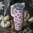 thumbnail image 2 of Halloween Tumbler with Lid and Straw 40oz,Fall Pink Pumpkin Bat Vacuum Insulated Leak Proof Tumbler,Goth Cute Spooky Gift Women Girls,Thanksgiving Accessories Stainless Steel Coffee Cup, 2 of 6