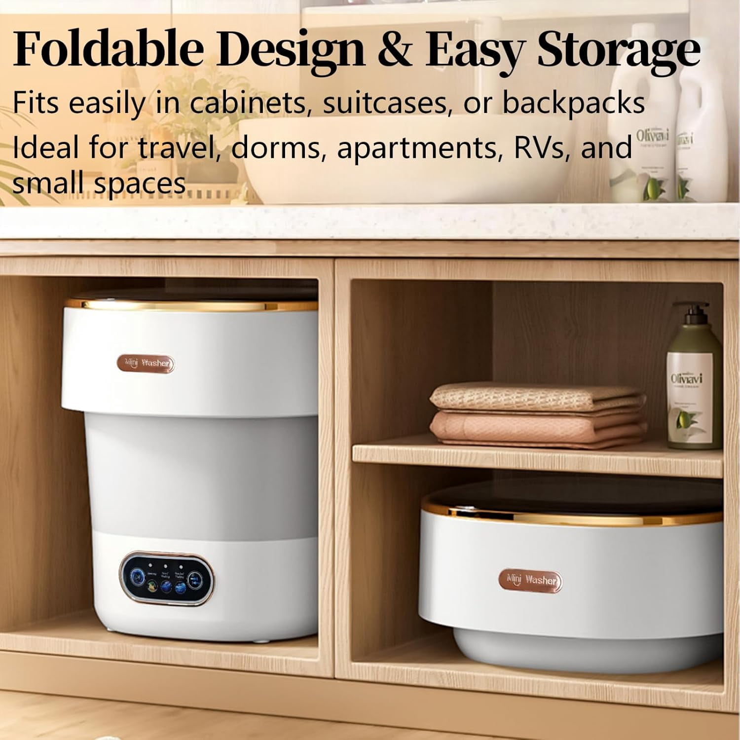 Portable Washing Machine with Spin Basket, Upgraded 16L Foldable Mini Washer【5-Min Wash・3-Min Spin・1-Year Manufacturer Warranty】Small Washing Machine for Travel, Dorms, RVs, Camping (Gray)
